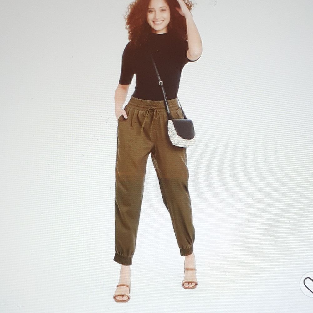 Olive Green Jogger Woven Pants Women's New With T‎ags 4x